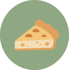 Single slice of semi-hard cheese with warm golden tones on a light green background