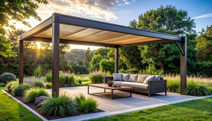 Modern outdoor patio with pergola