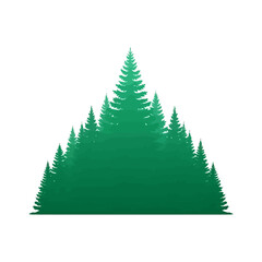 Green Pine Trees Forest Landscape Silhouette.