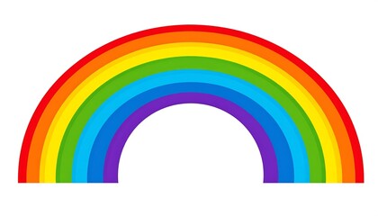 A vibrant rainbow arc displays a full spectrum of colors against a plain white background.