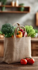 Reusable grocery bag filled with fresh produce