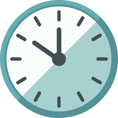 Modern flat design clock showing time with clean minimalist style and light blue accents vector