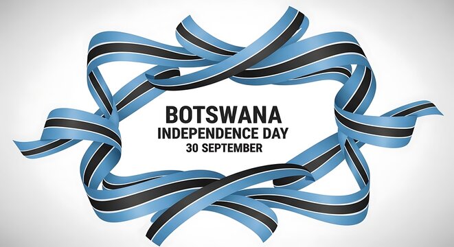 Botswana Independence Day Celebration with Flowing National Flag Ribbons