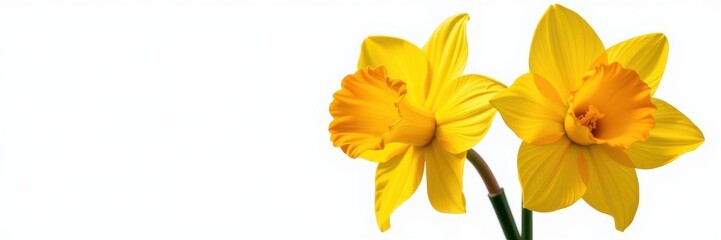 Vibrant yellow daffodil blossom isolated on white background, showcasing delicate petals and trumpet-shaped corona. Perfect for spring themes, floral designs, a, yellow flower, yellow, wildflower