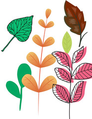set of autumn leaves