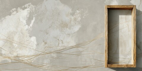 Light beige textured surface with a wooden frame