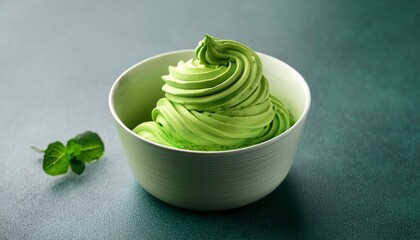 delicious green swirl ice cream in a cup
