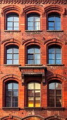 Fototapeta premium Brick building facade with arched windows