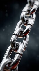 Close-up view of a metallic chain against a dark background showcasing texture and shine