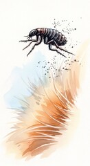 Obraz premium Parasite flea jumping into pet fur. Pest control and insect infestation concept. Animal protection for health management.