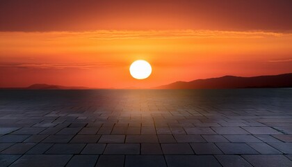 fiery sunset eclipse over tiled landscape