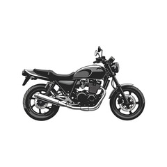 Naklejka premium Side view vector illustration of a classic black motorcycle, symbolizing the spirit of freedom and timeless design on an isolated white background