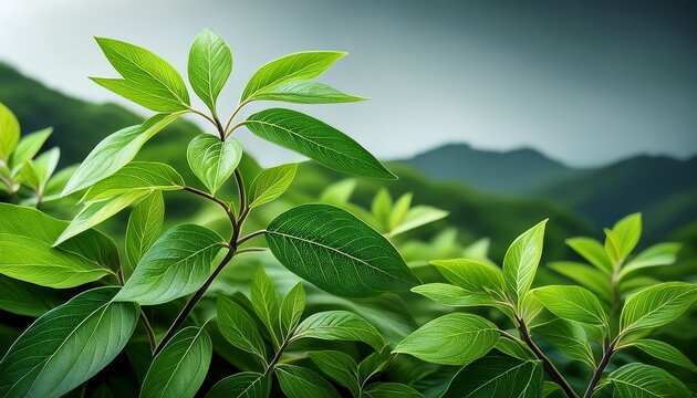 henna plant branches with green foliage
