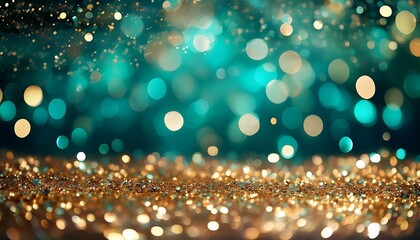 glitter sparkles bokeh teal and gold glitter background