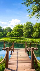 Serene park scene by a lake