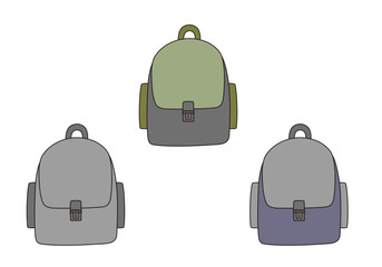 シンプルなリュックサックのイラストセット1