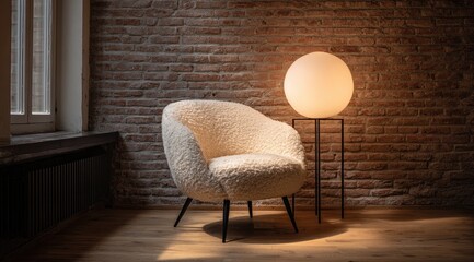 Cozy armchair bathed in warm light