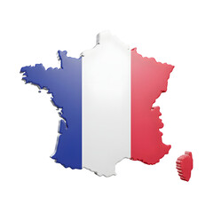 Realistic 3D Render of France Map with National Flag Pattern and Detailed Geographic Design