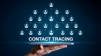 Digital contact tracing network visualization on tablet interface