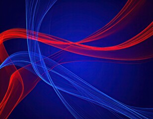 Dynamic red and blue abstract waves on a deep blue background, showcasing flowing lines and vibrant energy. Ideal for modern digital designs and backgrounds.