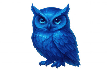 Fototapeta premium Illustration of a blue owl with detailed feathers, standing on a transparent background, perfect for creative projects