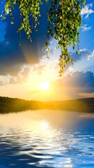 Serene sunset over a lake