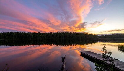 Serene sunset over a tranquil lake