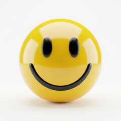 Fototapeta premium Realistic 3D Render of a Happy Smiley Face on a White Background