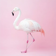Fototapeta premium Elegant Flamingo Standing Gracefully Against Soft Pink Background