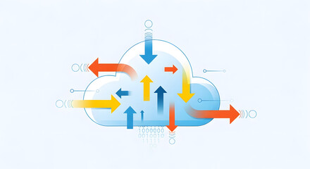 Cloud Computing Arrows Data Flow Concept Illustration for Digital Solutions