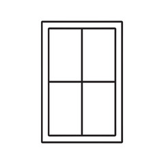 Minimalist window vector artwork in black and white, emphasized with bold outlines, ideal for architectural graphics, modern design projects, posters, or simple logo concepts.