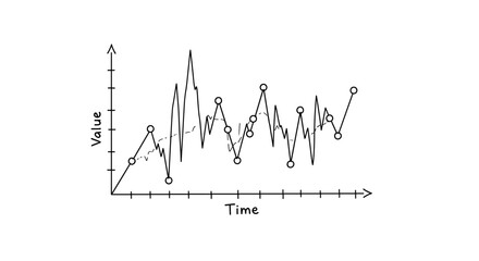 Hand-Drawn Data Visualization: Time Series Analysis Illustrating Value Fluctuation