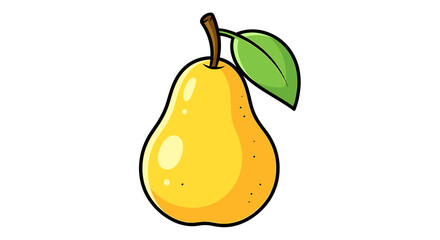 Cartoon Pear Image Featuring Fresh Fruit and Simple Design