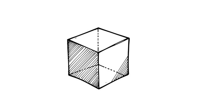 Hand Drawn Rectangular Prism Illustration on White Background