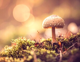 Mushroom in autumnal forest