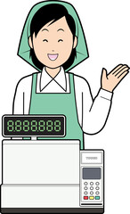 レジスターと女性スーパー店員⑧