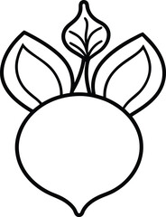 Minimalist beetroot outline merged with hyacinth bean pod silhouette.