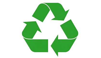 Fototapeta premium A vibrant green recycling symbol stands out against a stark white background, showcasing environmental awareness.