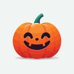 Smiling Halloween pumpkin with a simple and minimalist flat design using a white background