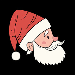 Santa Claus Profile with Red Hat and White Beard
