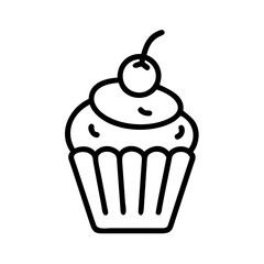Cupcake with Cherry Topping Icon for Web and Graphic Design