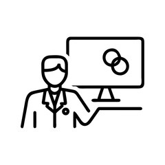 Doctor Computer Online Education Icon for Web and Graphic Design