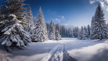 Fototapeta premium magical winter wonderland a captivating journey through a snow covered forest landscape