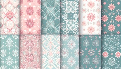 Set of floral seamless patterns
