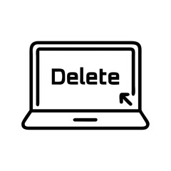 Laptop Device Showing Delete Button Icon for Web and Graphic Design