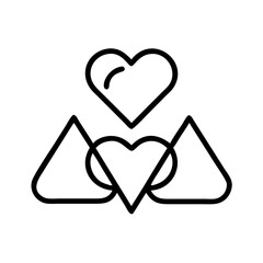Love Triangle Romantic Icon for Web and Graphic Design