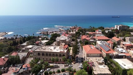 Aerial drone video of Byblos (Jbeil) in Lebanon