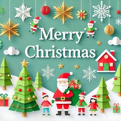 Winter Holiday Scene in Paper Cut Layers