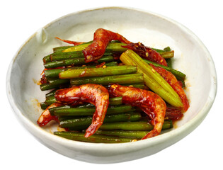 매콤한 새우 마늘쫑 무침 반찬