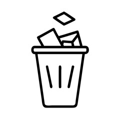 Trash Bin with Floating Paper Delete Icon for Web and Graphic Design
